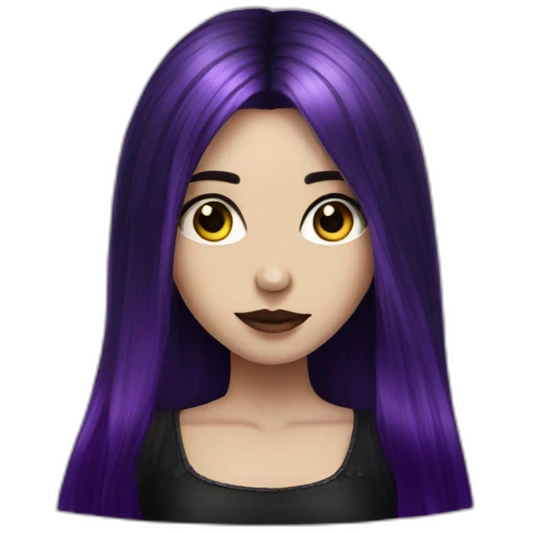 gothic girl long dark black and purple hair emoji