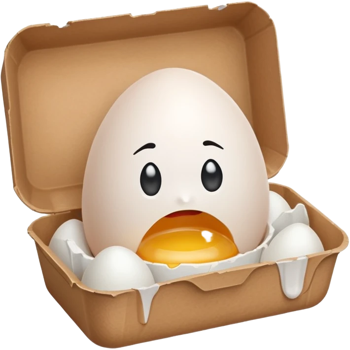 make a egg carton with only one egg inside to represent isolation. make the egg have a sad expression like a sad face with tears to communicate his worry emoji