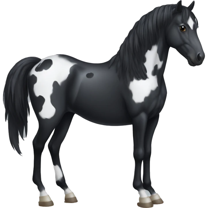 Black horse with white spots and wings full body four legs emoji