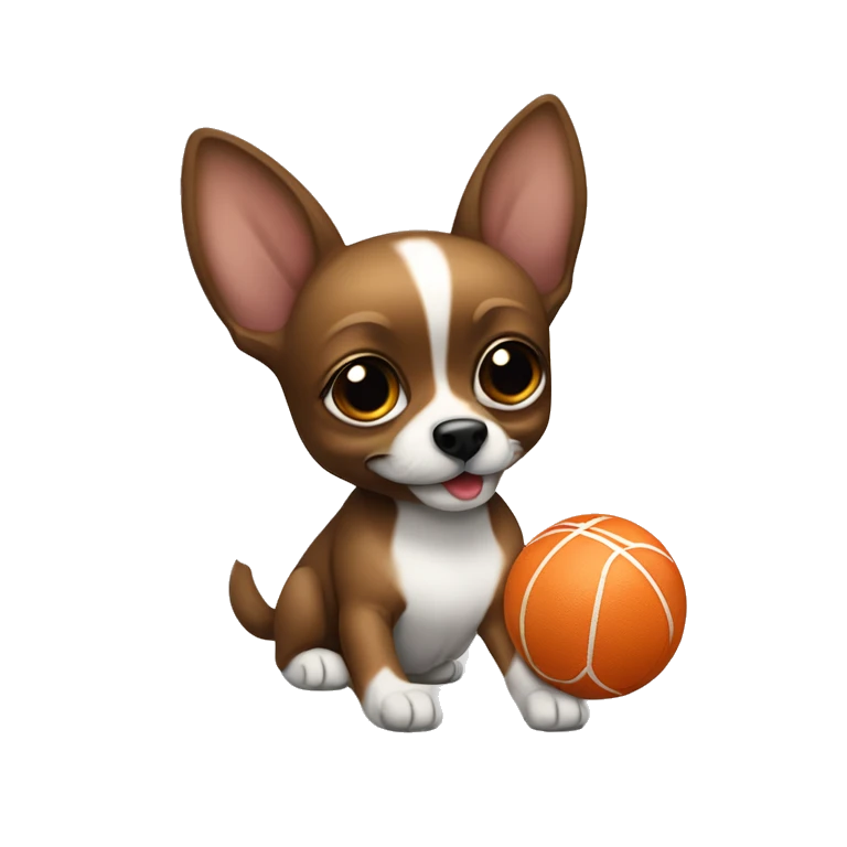 cihuahua marrone che gioca con una pallina emoji