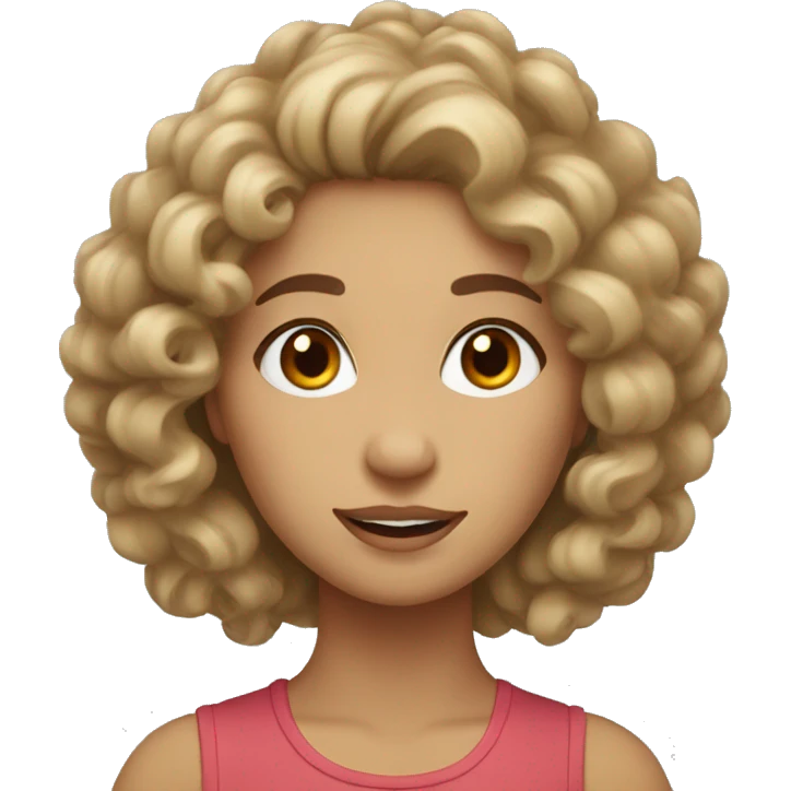 make a lady with curly hair. her hair should be light brown, almost blond. She should have big brown eyes emoji