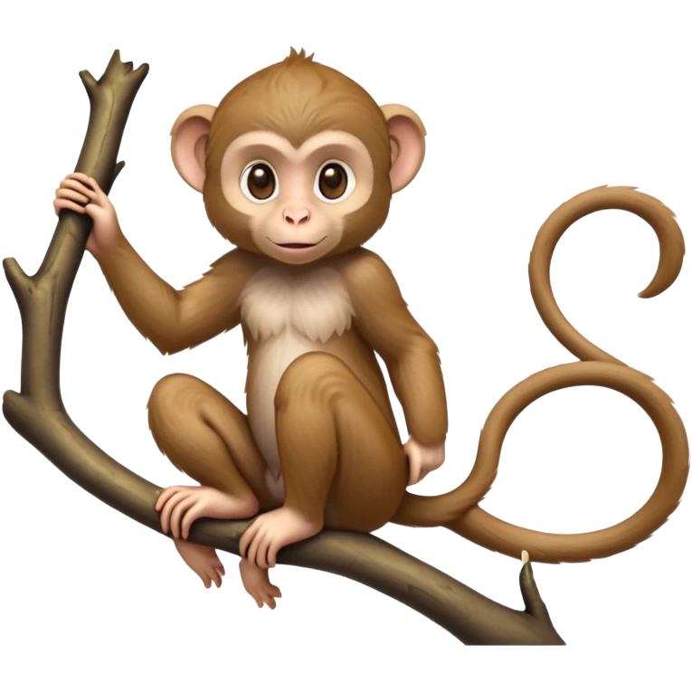 cinematic-cute Macaques-realistic-full-body-sitting-emoji,-slim-agile-frame-poised-on-a-branch,-long-tail-curled-slightly,-head-tilted-dramatically,-warm-brown-fur-soft-and-fluffy,-bright-playful-eyes-exuding-mischief,-simplified-yet-realistic-focused-features,-highly-detailed,-glowing-with-an-almost-sarcastic-glow emoji
