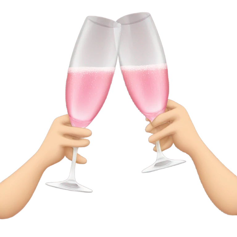 champagne glasses with pink champagne giving cheers with hands emoji