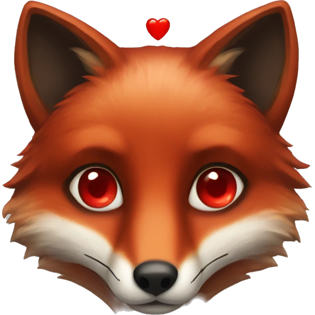 dark red fox face with tiny red heart instead of eyes emoji