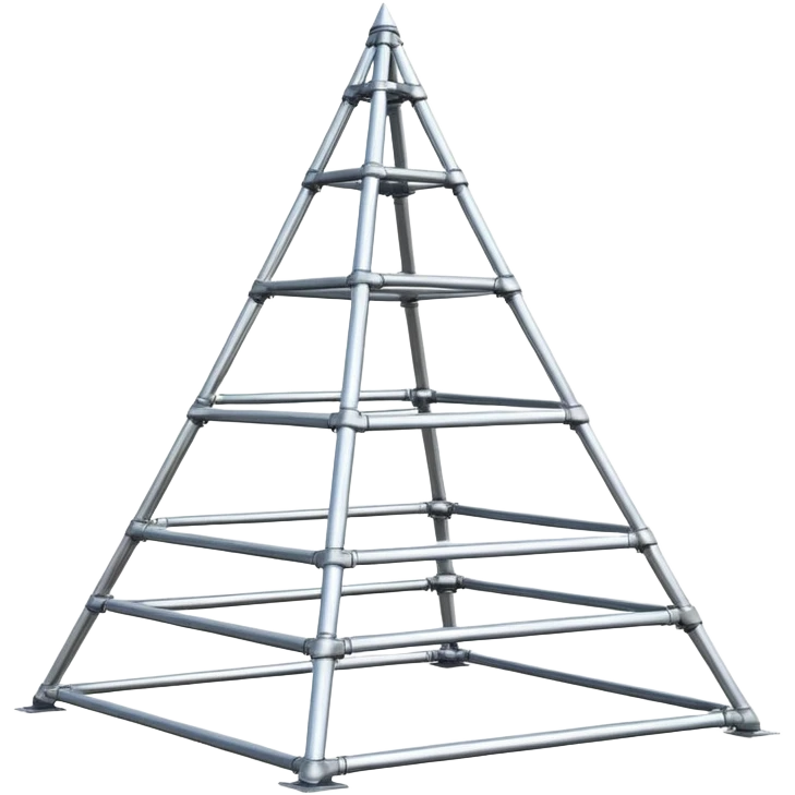 A pyramid-shaped scaffold that can be adjusted according to the bottom width and target height. emoji