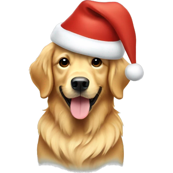 Golden retriever wearing a Christmas hat  emoji