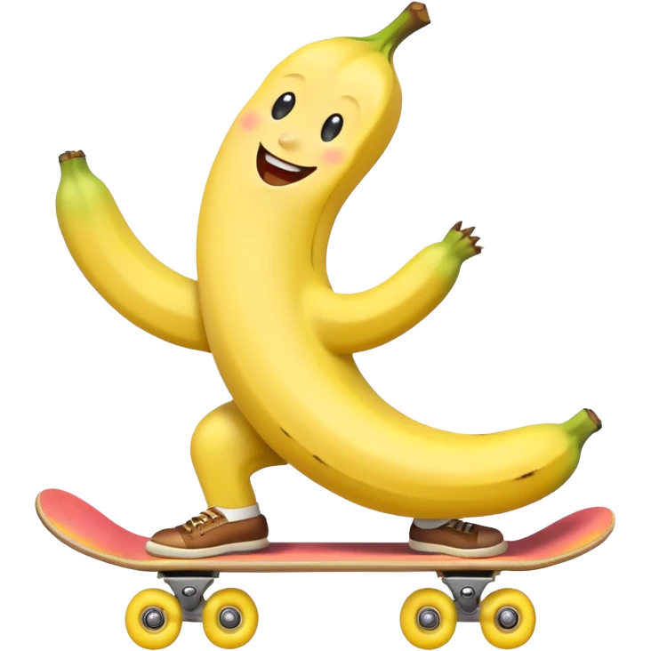 Happy banana on a skateboard emoji