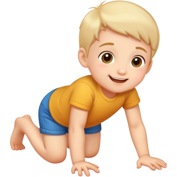 cheerful and cute child crawling on hands and knees emoji