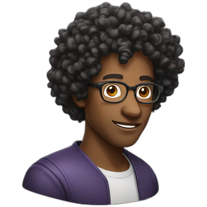 Black science teacher with curly hair, glasses and a Crazy Look emoji