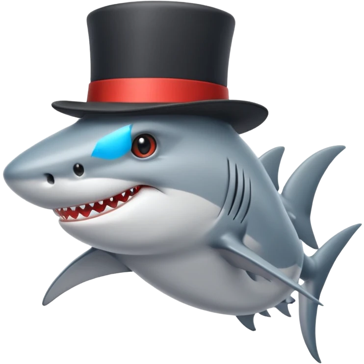 Shark with a top hat emoji