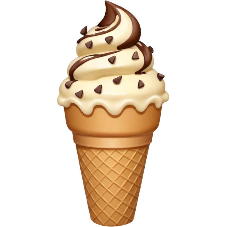 caramel stracciatella ice cream on beige cone emoji emoji