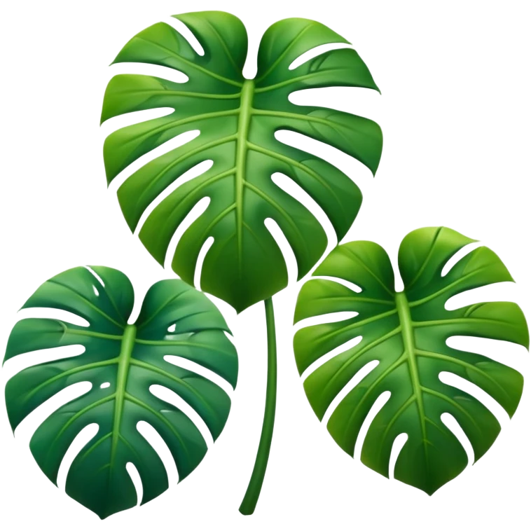 three small icons of mostera leaves emoji