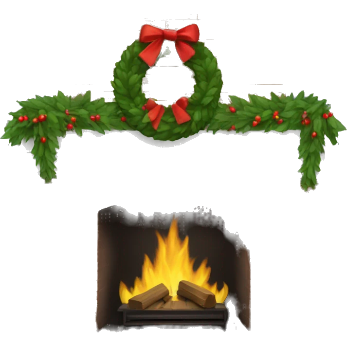Brick Fireplace with wreath  emoji