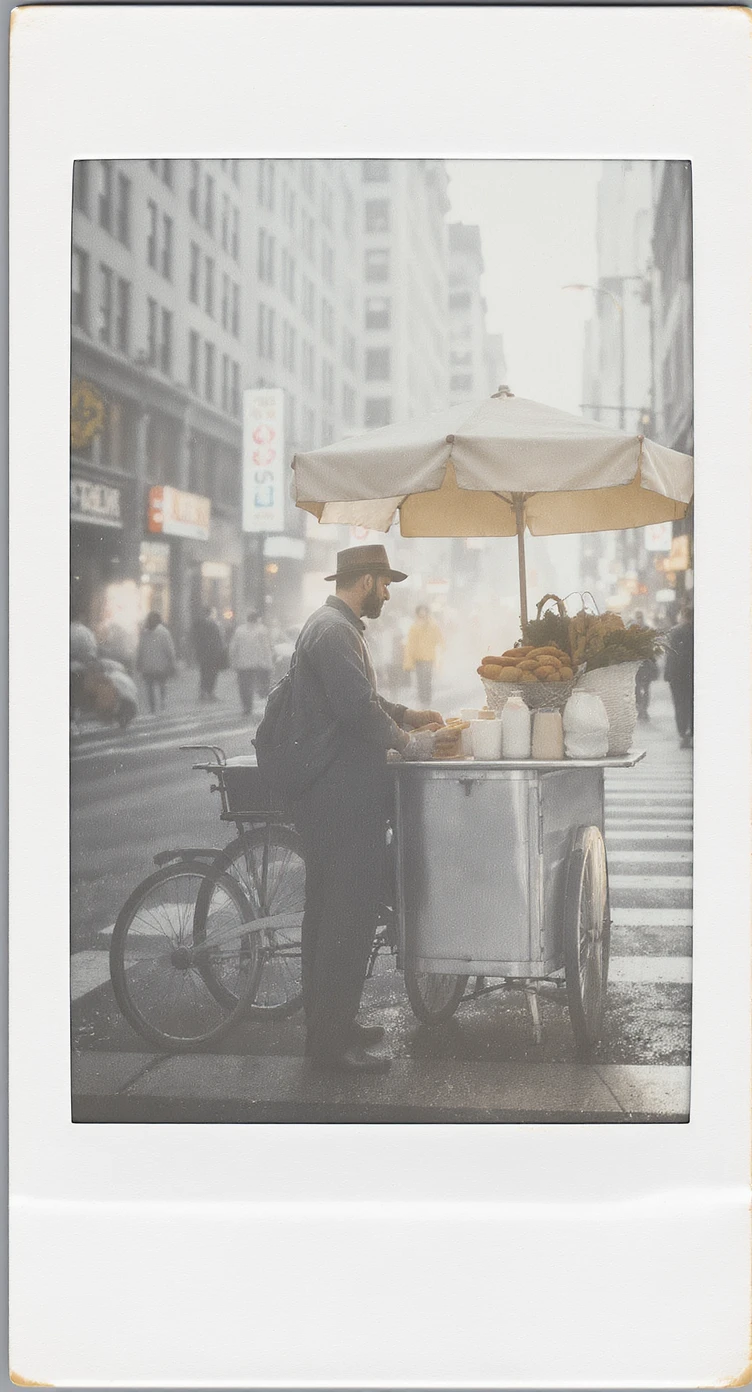 hotdog seller in New York with cart emoji