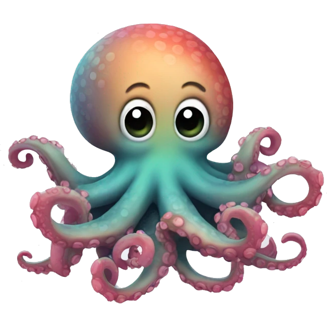 Cute color blended  baby octopi emoji