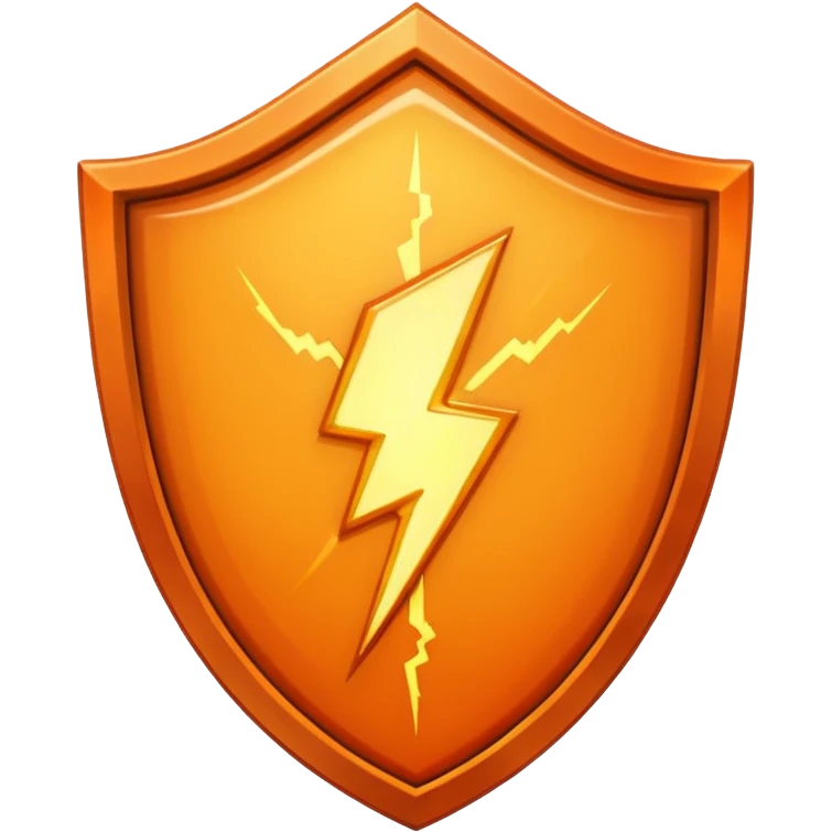 Orange shield with lightning emoji