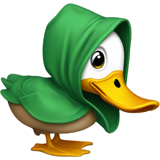 Duck in disney woth a green hoodie emoji