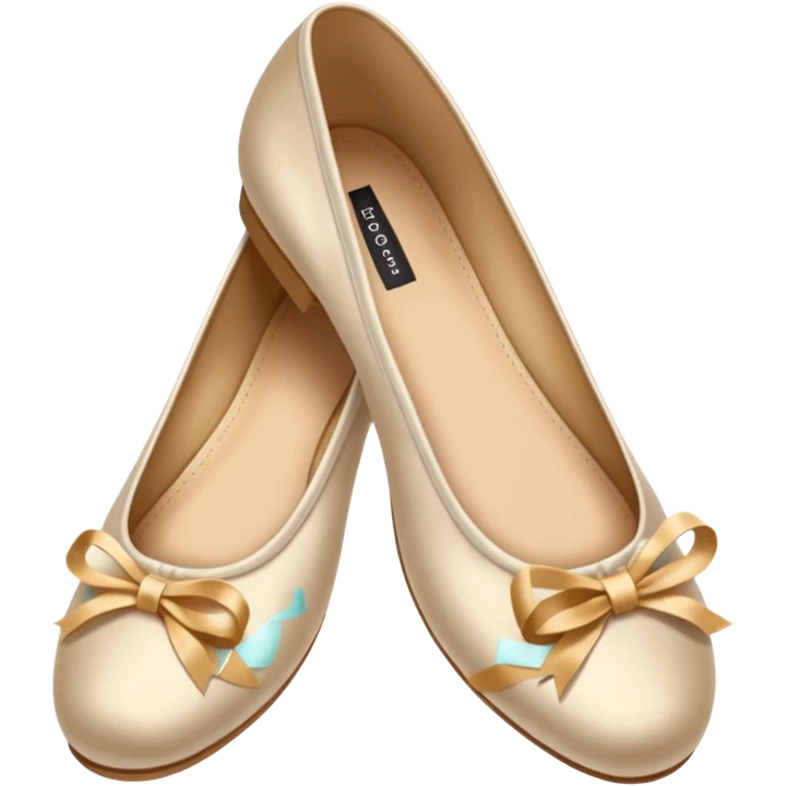Beige realistic vintage silk bow ballerina shoes emoji