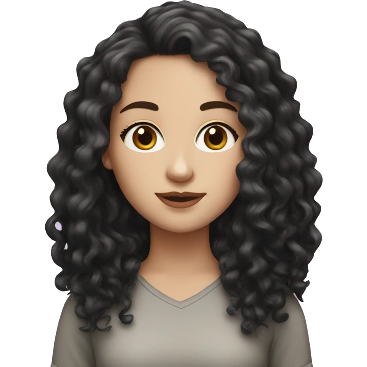 White girl with black curly long hair emoji
