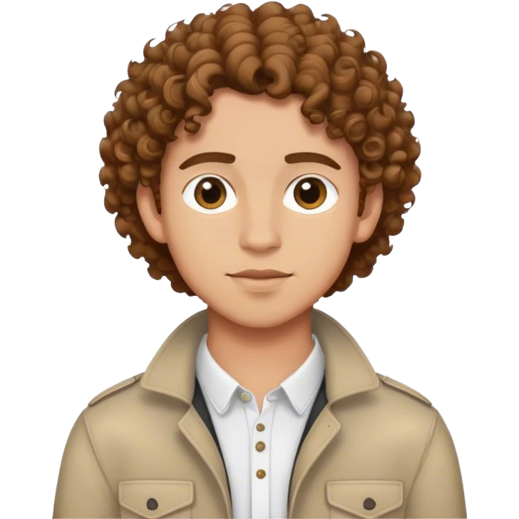 A light skinned curly brown haired gen z guy wearing modern clothes emoji