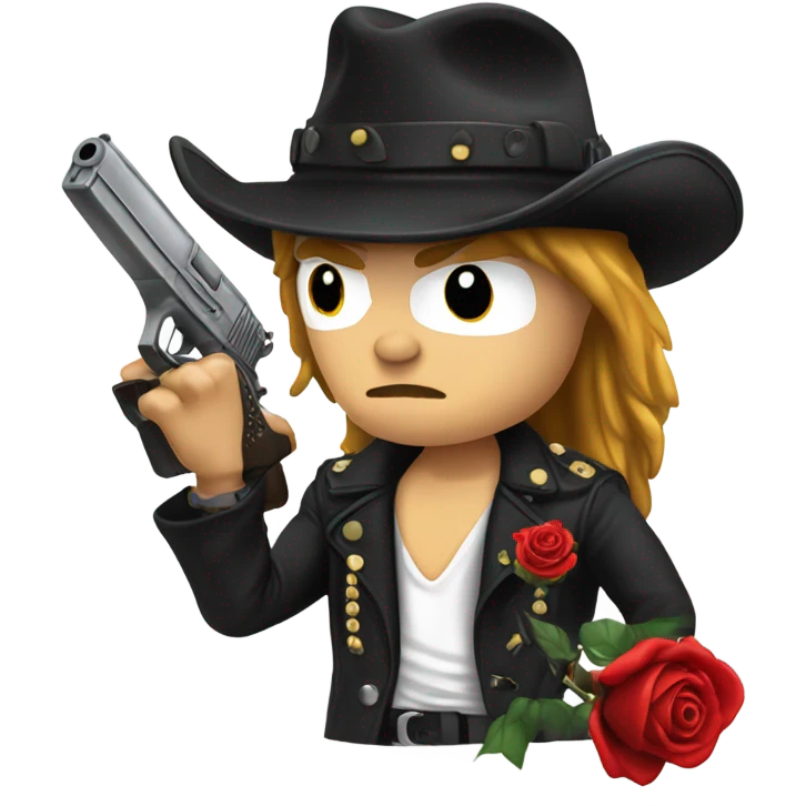 Axl Rose with a rose and a gun realistic emoji