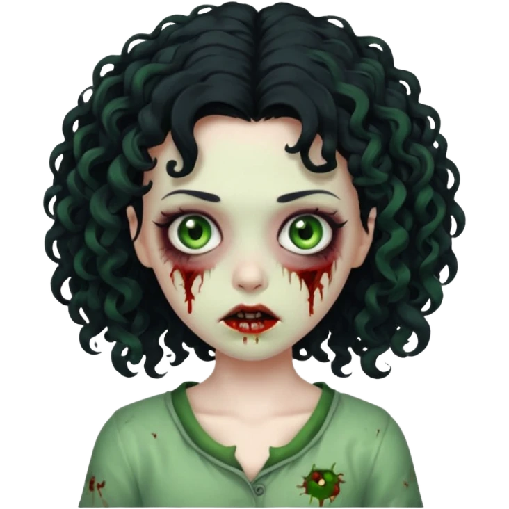 Zombi girl curly hair emoji