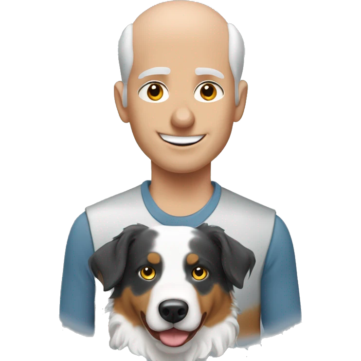 Bald man with Merle Australian shepherd dog emoji