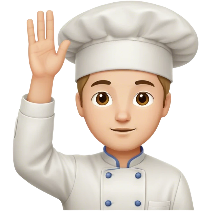 guy with hand up, hand bend with chef hat  emoji