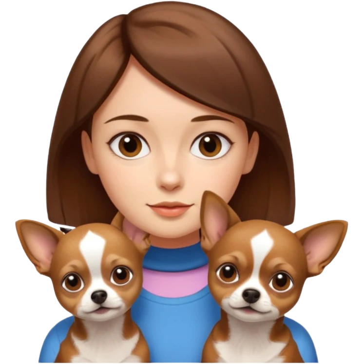 girl with mid-short brown hair and 2 chihuahuas emoji