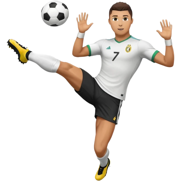 Ronaldo doing a bicycle kick with football emoji