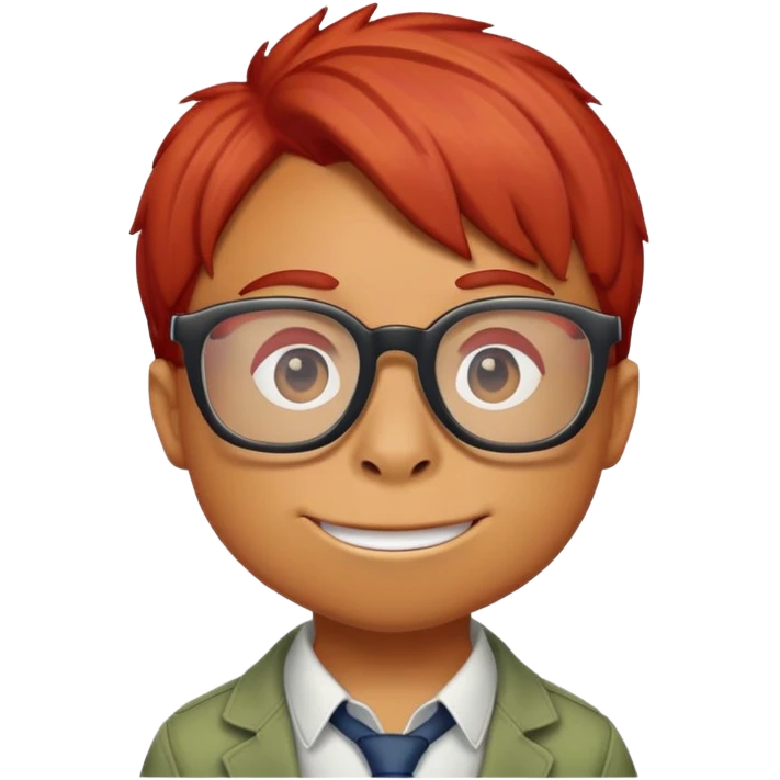 Dinosaur with red hair and glasses emoji