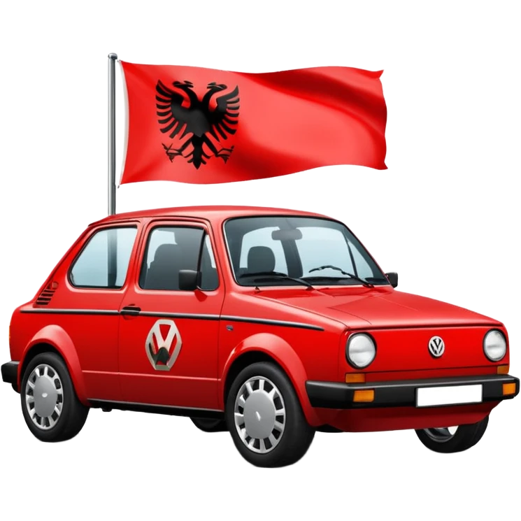 Volkswagen 2001 with the Albanian flag on the hood emoji