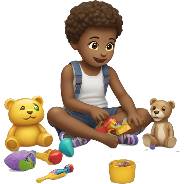 white child playing with toys emoji