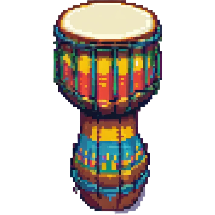 pixel art djembe drum, 8-bit style, vibrant colors emoji