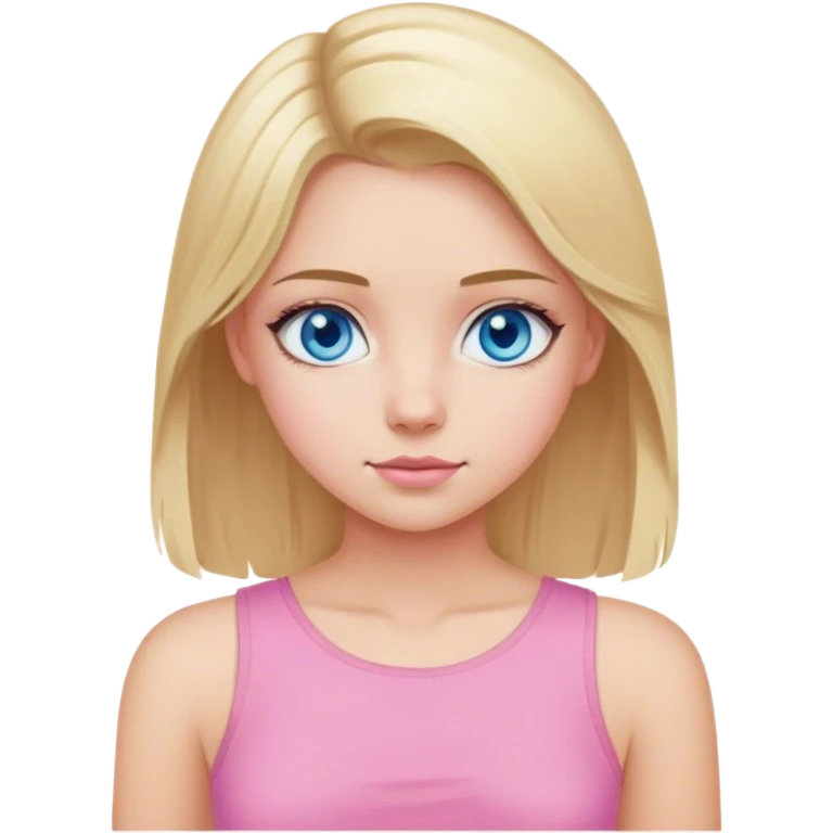 Blonde hair past shoulders, blue eyed girl, and pink top emoji