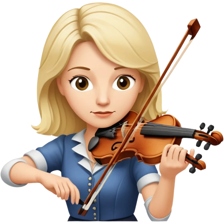 Middle-aged blonde woman playing violin, focused expression emoji