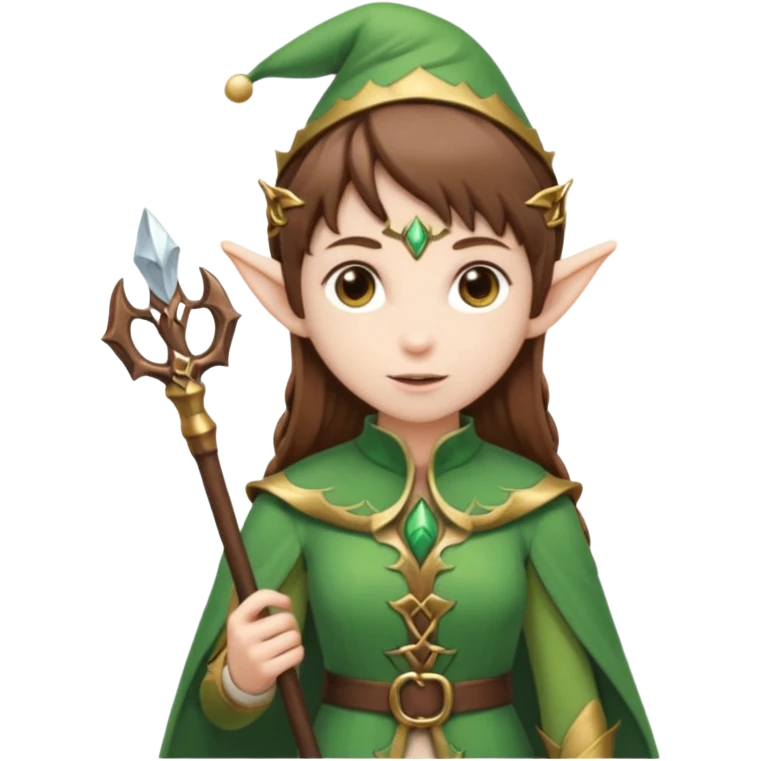 elf with staff brown hair emoji