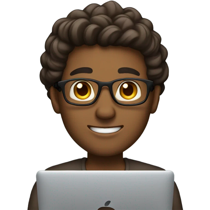 Brown bold male with a MacBook  emoji