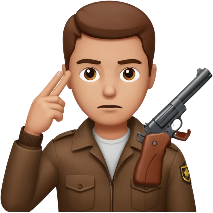 Man pointing gun to his head looking sorry emoji