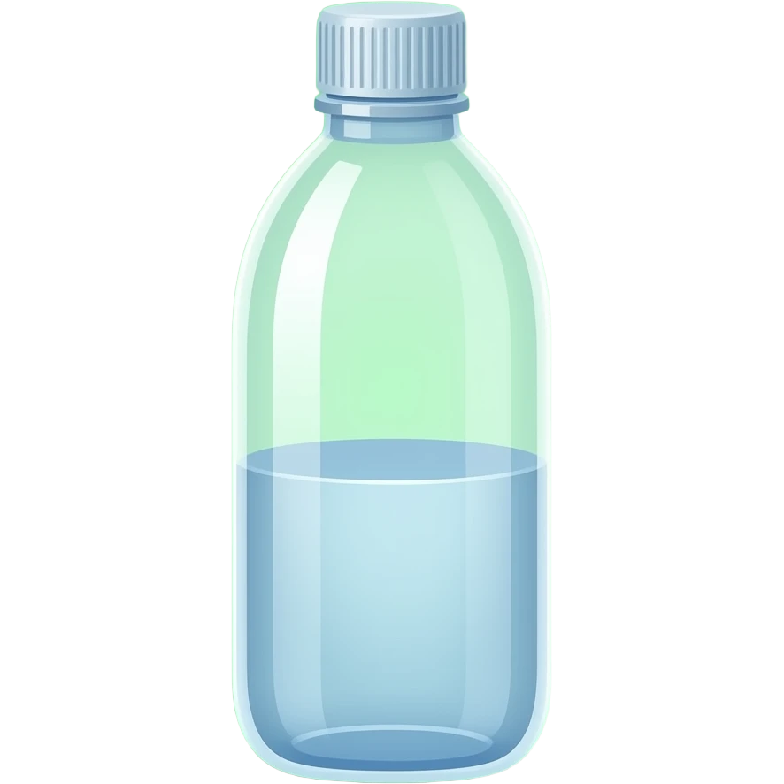 hazme una botella de agua transparente en fondo verde emoji