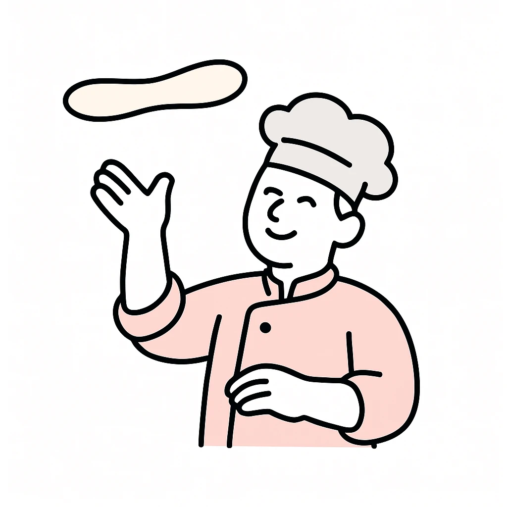 smiling Italian chef spinning pizza dough emoji