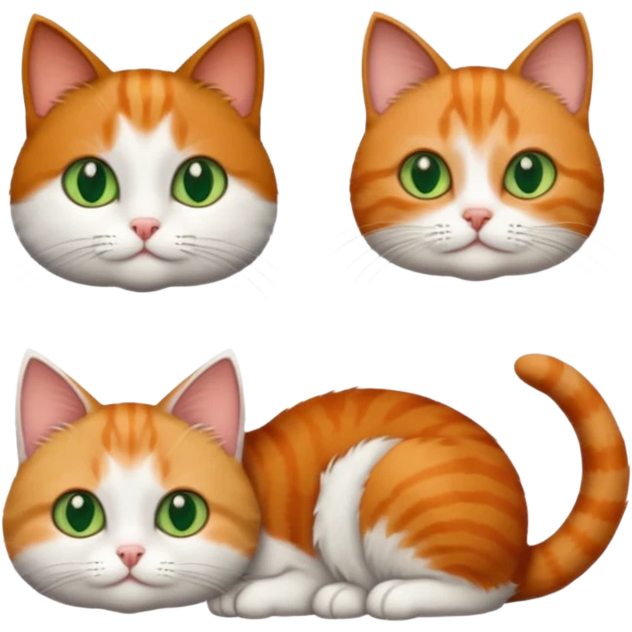 3 different coloured tiny short haired cats, including a dark grey and white cat with green eyes,and  a ginger and white with orange eyes and a brown tabby and white with hazel eyes emoji
