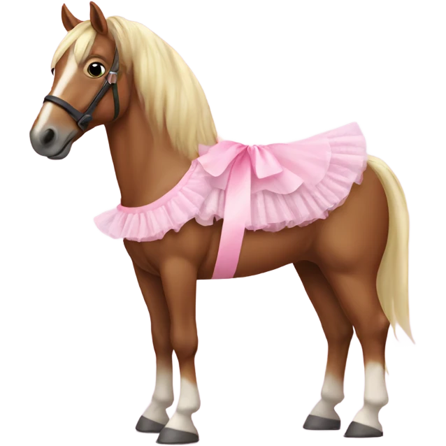 Horse wearing a pink tutu emoji