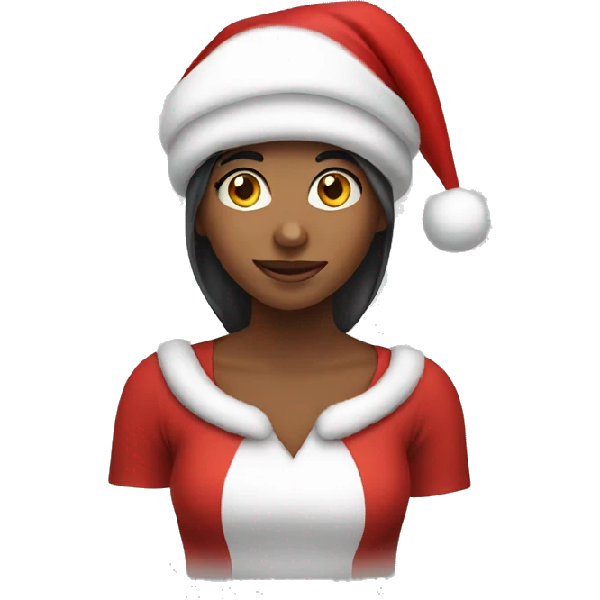 Girl wearing Santa hat emoji