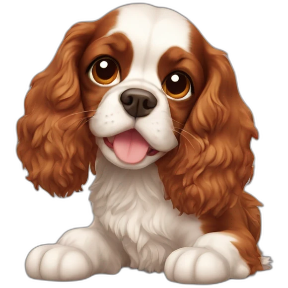 Cavalier spaniel with teddy bear emoji