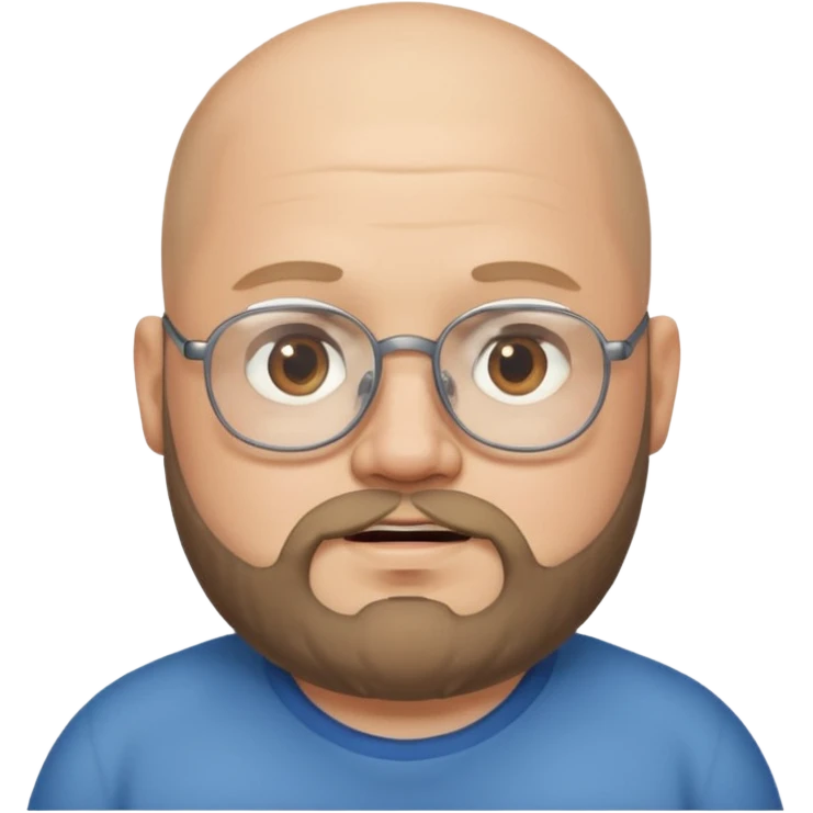 semi-bald from the middle, chubby face, with glasses and beard emoji