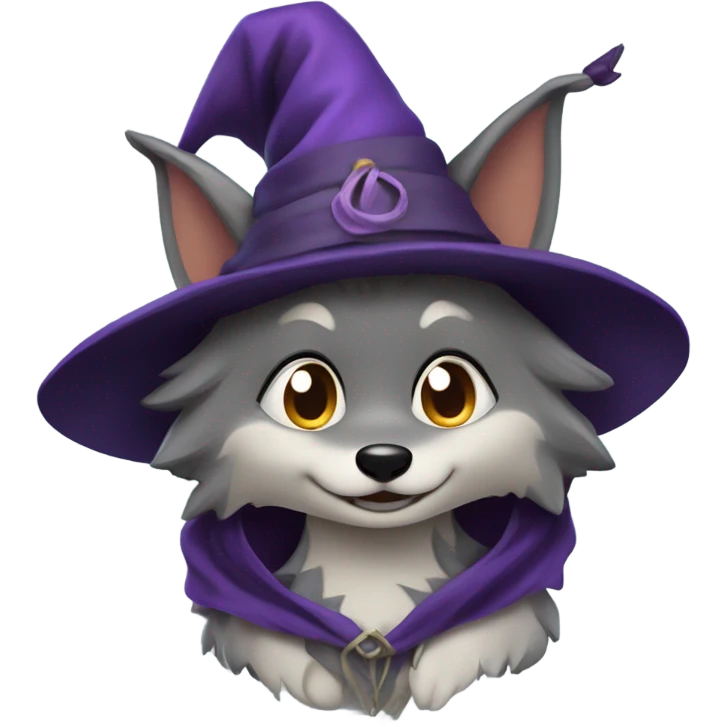 girly wolf dressed as a witch emoji