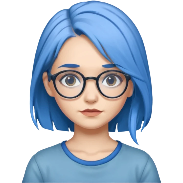 Tattooed & Blue Haired with glasse long hair gray girl emoji