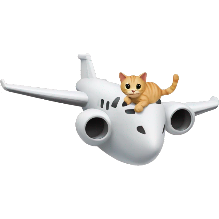 Cat flying on top of a plane emoji