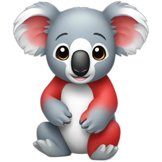 Un koala bleu blanc et rouge emoji